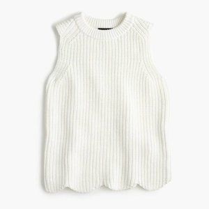 J. CREW White Knit Scallop Hem Sweater Vest